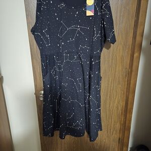 Women's Black Starry Midi Dress